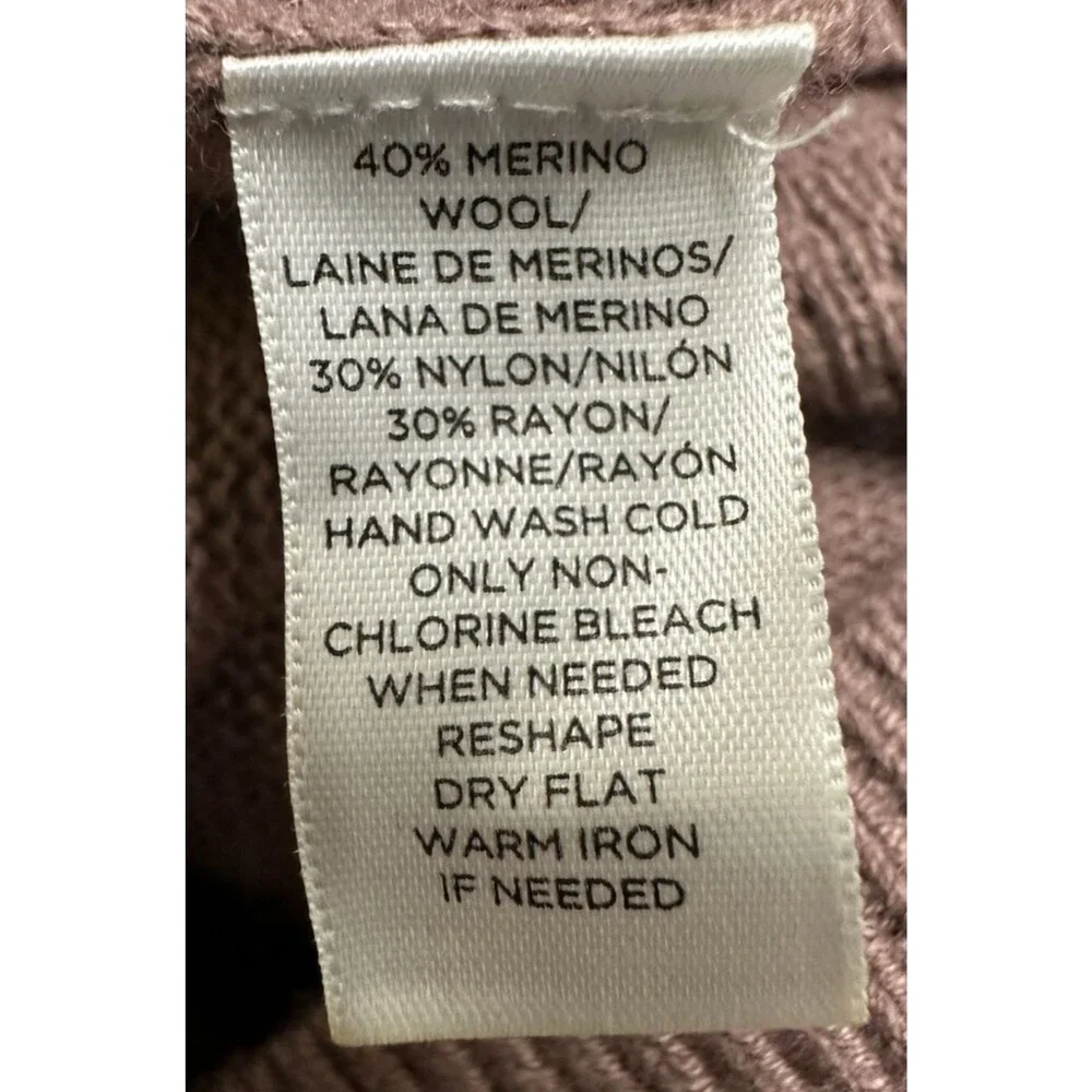 LOFT women sz L crew neck pullover dirty rose casual sweater merino wool blend